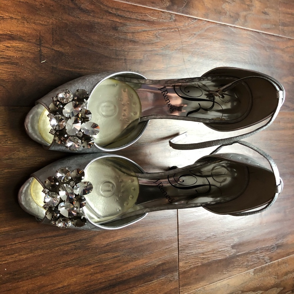 J Renee Silver Evening Sandals